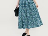 モリスの美しい柄を楽しむ ネイビー ブルー アネモネ 綿 ロングスカート ●MORRIE-ANBL-SK●