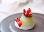 ガラスのミニチュア苺プリン★ガラスのミニチュア洋菓子店★