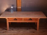 №125　木製文机　座机　作業机　アンティーク家具　テーブル　古道具　55512
