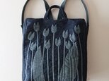 denim tulip applique 2way rucksack