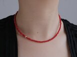 Red coral necklace:赤サンゴ ビーズネックレス ギフト 誕生石 プレゼント 珊瑚 レッド 贈り物