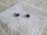 シルバー925 パープル天然石 イヤリング