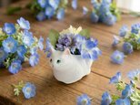 【ネモフィラ猫】手のひらサイズの猫のネモフィラフラワーアレンジ　　母の日