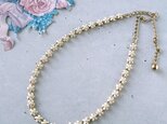 faux pearl white enamel flower ヴィンテージネックレス