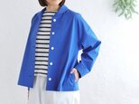 カジュアルすぎない大人のショールカラージャケット 東炊きコットンツイル ショート丈 はおり（ロイヤルブルー）CO14