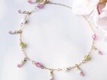 「花より団子」天然石 ブレスレット 誕生石 春 和菓子 三色団子 母の日 ピンクトパーズ ペリドット ムーンストーン