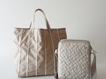 antique lace pochette & eco bag [beige nylon]