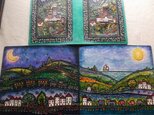 手帳カバー３点セット  牛革　刻印＆拭き染め