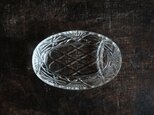 お刺身を盛り付けたくなる◆オーバル型波縁プレスガラス刺身皿　骨董/antiques 古民家　古道具　大正〜昭和初期　個体A
