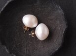 【K14gf】Big Baroque Pearl Earrings/White・大粒バロックパール スタッドピアス 16mm