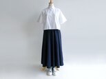 久留米ドビー織のフレアギャザースカート*紺地に白のあられ柄(26i-kr-dot-sk01)受注製作