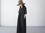 open collar pullover one piece/black