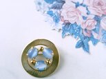 pale blue moonglow gold tone circle vintage brooch ヴィンテージブローチ