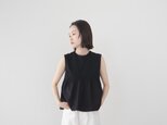 オーガニック超長綿/gathered sleeveless top /black