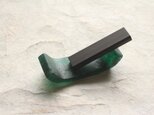 ガラス製 書道具 墨床 forest green