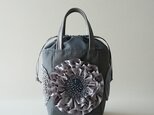 kinchaku ribbon flower mini tote [gray]