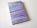 文庫用 蝋しけ引き絹ブックカバー（横白水色紫紺・紫）の画像