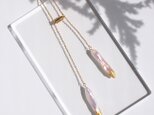 【希少・限定数】スティックパール×金箔のロングネックレス　マグネット着脱　パールY字ネックレス　ラリエット　ステンレス