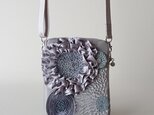 gray ribbon flower mini shoulder bag