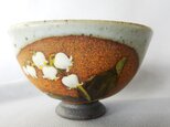 釉描彩スズラン図飯碗