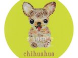 チワワ/薔薇《犬種名ステッカー/小型犬》の画像