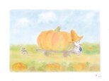 麦藁帽子をかぶった猫　かぼちゃの画像