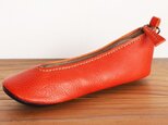 靴型ペンケース　OR×NV　#8-1　(イタリアンレザー)の画像