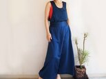 【藍染め】シルクのマキシ丈スカート/濃藍色の画像