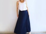 【藍染め】シルクのマキシ丈スカート/鉄紺色の画像