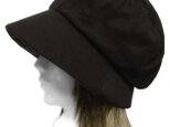 シルク混 ローゲージ編ニット/セレブ帽子(ゆったり)◆黒の画像