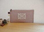 ご予約品　通帳ケース　四葉　グレイッシュピンク