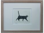 横向きの猫 / 銅版画 (額あり）の画像