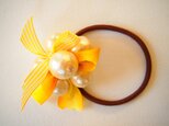 pearl & Ribbon ヘアゴム(yellow)
