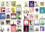 フランス、エッフェル塔等切手型ステッカー台紙8枚（160ピース）の画像