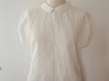 ご予約品　貝ボタンの後ろあきブラウス　リネン　エクリュ