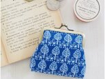 ■ことり柄ドイツコットンのがまぐちコインケース / ネイビー■ coin(k-n)