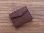 イタリア製牛革のコンパクト財布 ／ ダークブラウン