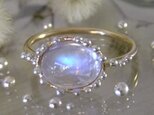 ブルームーンストーン＊14kgf純銀粒々リング