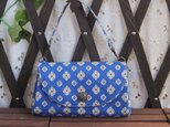 南欧風アコーディオンポーチＭ持ち手付　ブルー