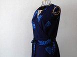 浴衣リメイク:藍染浴衣のカシュクールワンピース
