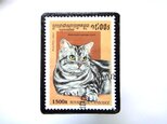 カンボジア｢猫」切手ブローチ 511の画像