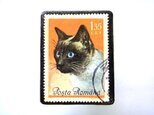ルーマニア｢猫」切手ブローチ 514の画像