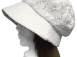 ラッセルリバーレース花柄/セレブ帽子(ゆったり)◆白系の画像