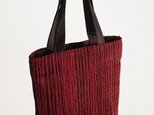 手織り紬　トートバッグ（赤縞）の画像