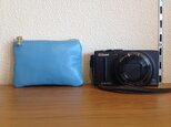 コロンとかわいいミニレザーポーチ（スカイブルー）