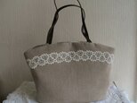 アンティークレースとリネン お出かけバッグb