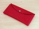 イタリア製牛革の大きめ長財布 ／ レッド
