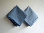 indigo 手紡ぎ手織り　ハンカチ２枚セット　Lの画像