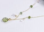 オリーブクォーツ＆サファイアの華やぎネックレス