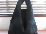 イタリア製 スウェード ブラック コンビニ袋型 トートバッグの画像